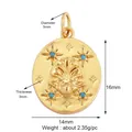 Vue détaillée d'un pendentif coquillage en laiton ovale avec pierres bleues, 14x16mm - K589965-Gold Shell Starburst