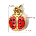 Gold finish stainless steel ladybug pendant with red enamel, dimensions 1.6cm by 1.2cm - BXGPJ066-Enamel Ladybug Pendant