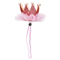 Corona de lentejuelas rosa para mascotas con perlas y encaje para fiesta de cumpleaños - Rosa