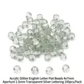 Glittery 4x7mm acrylic alphabet beads with silver letters for DIY jewelry making - 4x7mm (100 Pcs/Pack) / New Transparent Silver Letters