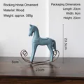 Detail view of vintage blue wooden rocking horse with metal base, size 23x5x23.5cm - Style C-Vintage Blue