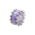 Macro shot of silver plated barrel bead with purple rectangular zircon stones inlay - Platinum Dark Purple Zirconia