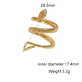 Misure dettagliate dell'anello a serpente dorato con diametro interno e texture - Oro