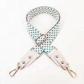 Bandoulière réglable tissée géométrique vert et blanc avec crochets dorés pour sacs - Vert clair