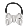 Silver metallic bow hair tie with high elasticity black rubber band for ponytails - Bow Knot Style (WG-0341) / Silver / Hair Tie