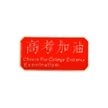 Rectangular red enamel pin with golden metal plating for college entrance exam support - Rectangle Cheers College Exam