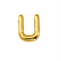 Polished 18K gold letter U bubble pendant with decorative grooves and mirror finish - Letter U (Gold)