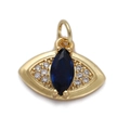 14K gold plated evil eye charm with dark blue stone and clear crystals - Evil Eye Shape
