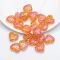 Iridescent orange heart-shaped glass bead with bubble texture for DIY jewelry making - Gold Rose Red