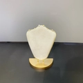 Golden metal necklace display stand with premium cream velvet bust and sturdy base - Necklace Bust Semi-circle Base