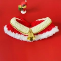 Christmas pet collar with red knitted scarf, white fleece trim, and gold bell detail - Double Layer Red Scarf with Bell