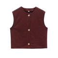 Gilet bordeaux gessato senza maniche con bottoni monopetto su sfondo bianco - Taglia S / Top / Borgogna