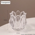 Transparent tulip-shaped glass candle holder, vintage style, 6.5x6.5cm, 0.17kg weight - Clear Tulip Design Glass Candle Holder