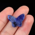 Deep blue natural stone butterfly pendant with marble texture for DIY jewelry making - Blue Sodalite