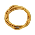 Detailed macro view of multi-layer 18K gold-plated snake chain with silver cylindrical clasp - High Quality - Gold Chain with Steel Parts