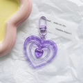 Purple hollow heart acrylic keychain with triple nesting layers and matching D-ring clasp - Purple