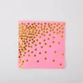 Pink paper napkins with gold foil dots for party decoration, 25 pieces per pack set - Napkins