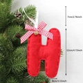 Red felt Christmas tree letter H ornament with a plaid bow and golden bell decoration - H-Bell