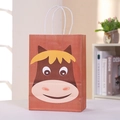 Sacchetto regalo in carta con cavallo cartone animato e manici per caramelle e feste - Motivo a Cavallo (Rosso-Marrone)