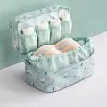 Double-layer travel organizer bag for lingerie in light green with unicorn print - Double Layer Drawstring Privacy / Mint Green Unicorn