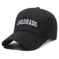 Classic black cotton baseball cap with white COLORADO embroidery on a white background - One Size(Adjustable) / Black