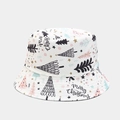 White reversible bucket hat with pink and green Christmas tree patterns and Merry Christmas text - One Size / 27# White Merry Christmas