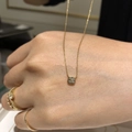 Collana minimalista in argento S925 placcato oro 14K con ciondolo in zircone quadrato - Quadrato