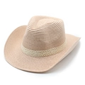 Close-up of woven straw cowboy hat featuring elegant white lace ribbon detailing - M (56-58cm) / Pink