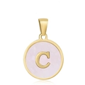 Pendentif lettre C classique en acier inoxydable doré 18k avec incrustation émail rose - C-Coquille Rose