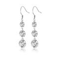 925 silver drop earrings featuring three graduated round moissanite stones on hooks - E13917 Graduated Triple Stone With GRA Certificate