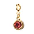 Gold stainless steel birthstone charm featuring a 6mm round red crystal pendant - [Spring Ring Clasp] July Ruby Red