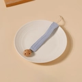 Detail of baby pacifier clip with light blue cotton strap and round wooden beech wood clamp - Light Blue Style (1)