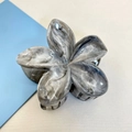 Plumeria hair claw clip in grey marble finish made of high-quality acrylic resin - 12 Pcs Set (Approx. 8x7x4cm) / Grey (Marble Pattern)
