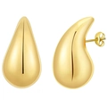 Polished 18K gold teardrop stud earrings with secure butterfly back closure - Large Teardrop / Gold