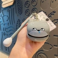 Grey Muyu fish keychain with sad face emoji and mallet for stress relief toy - Sacabambaspis Wooden Fish - Smirk