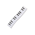 Pasador de pelo con diseño de teclas de piano en esmalte blanco y negro sobre metal pulido - Pequeño / Plateado