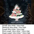 Pink floral Christmas tree static window cling with Merry Christmas text for glass decor - Small Size【40*50CM】