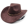 Brown western cowboy hat with vintage skull buckle and adjustable chin strap - M(56-58cm) / Chestnut