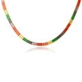 Macro di pietre di zircone rettangolari arcobaleno su una collana vintage in metallo dorato - Collana di Zirconi Arcobaleno (Oro)