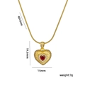 Gouden sterrenketting met rood hartje en specificaties van de 40+5cm kettinglengte - Rode Hartstijl (8924)