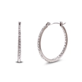Silver-plated hoop earrings with white crystals featuring micro-pave setting detail - Steel White Zirconia-32mm