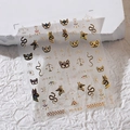 3D embossed ancient Egyptian M-640 nail stickers featuring Bastet and Anubis gold motifs - Ancient Egyptian Bronzing 3D Relief Style (M-640 Gold)