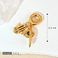 Golden Hand of Fatima and Evil Eye pendant charm with micro-zirconia, size 3.5cm - Gold Hamsa Evil Eye Style (SMP53381)