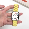Bright yellow resin three-bead strap for Apple Watch Series 9/8/SE on wrist - Yellow