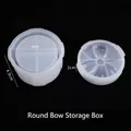 Silicone bow storage box mold with 4-compartment round base and patterned lid for DIY resin - Round Bow Storage Box