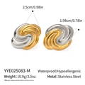 Twisted swirl earrings in two-tone gold and silver finish made of stainless steel - Gold and Silver Bicolor Spiral Style (YYE025083-M)