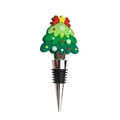 Christmas tree wine bottle stopper with green silicone tree and silver metal base - Single-sided Large Christmas Tree
