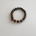 Beaded tiger eye stone bracelet with golden metal spacers for a vintage aesthetic - Tiger Eye Bracelet 7MM