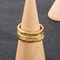 Punk style gold feather texture ring in titanium steel for men with retro design - US 8 / Gold