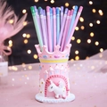 Pink unicorn castle pen holder with HB pencils and dreamy glowing star accents - Pink Unicorn Castle Pen Holder (2021-4 Pink)
